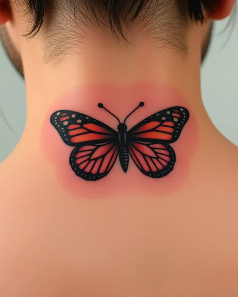 Butterfly Neck Tattoo: Artistic Body Art Inspiration -> Inspiration d'art corporel pour tatouage de papillon au cou